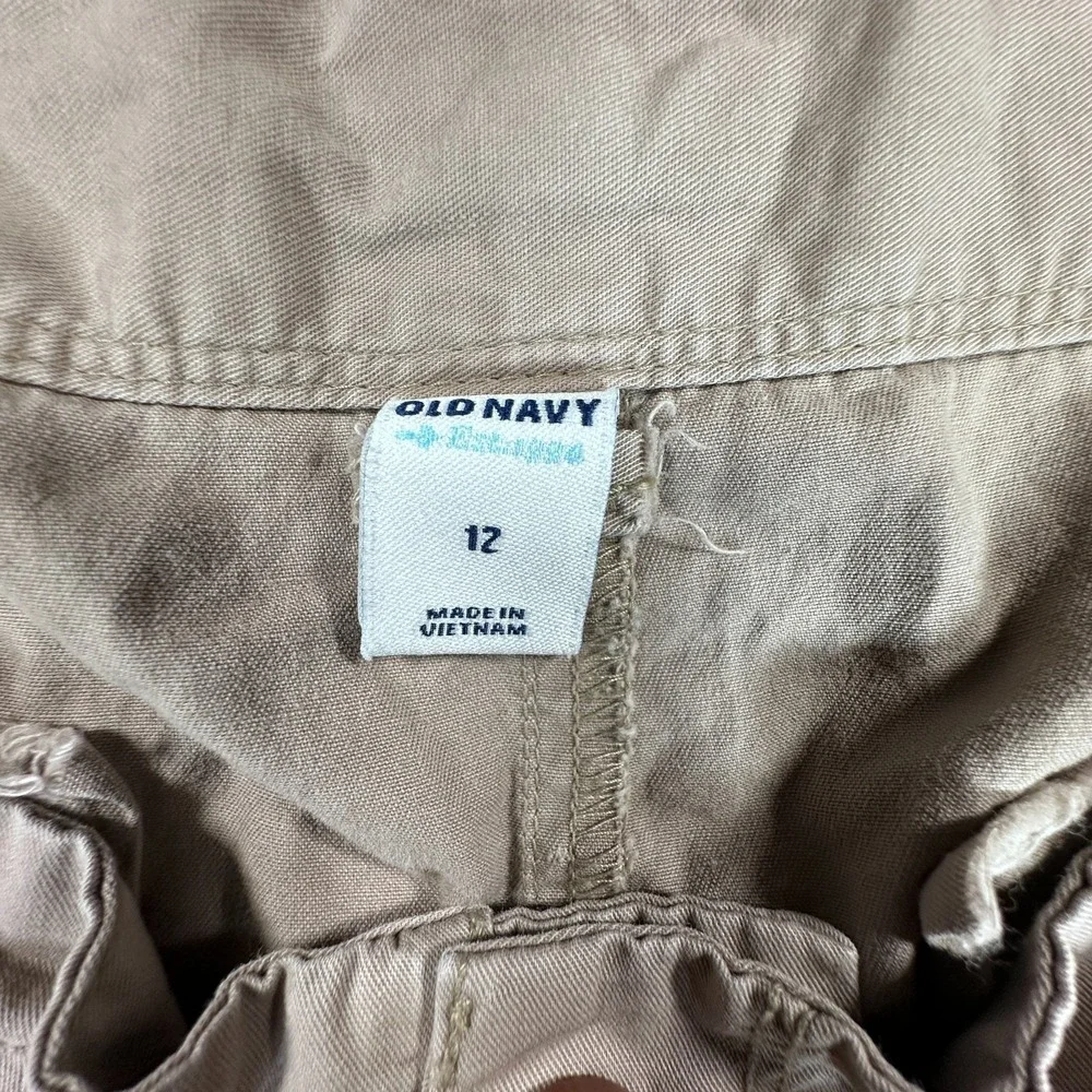 Old Navy Shorts Womens 12 Beige Cotton Mid Rise Cuffed Hem Outdoor Summer Beach